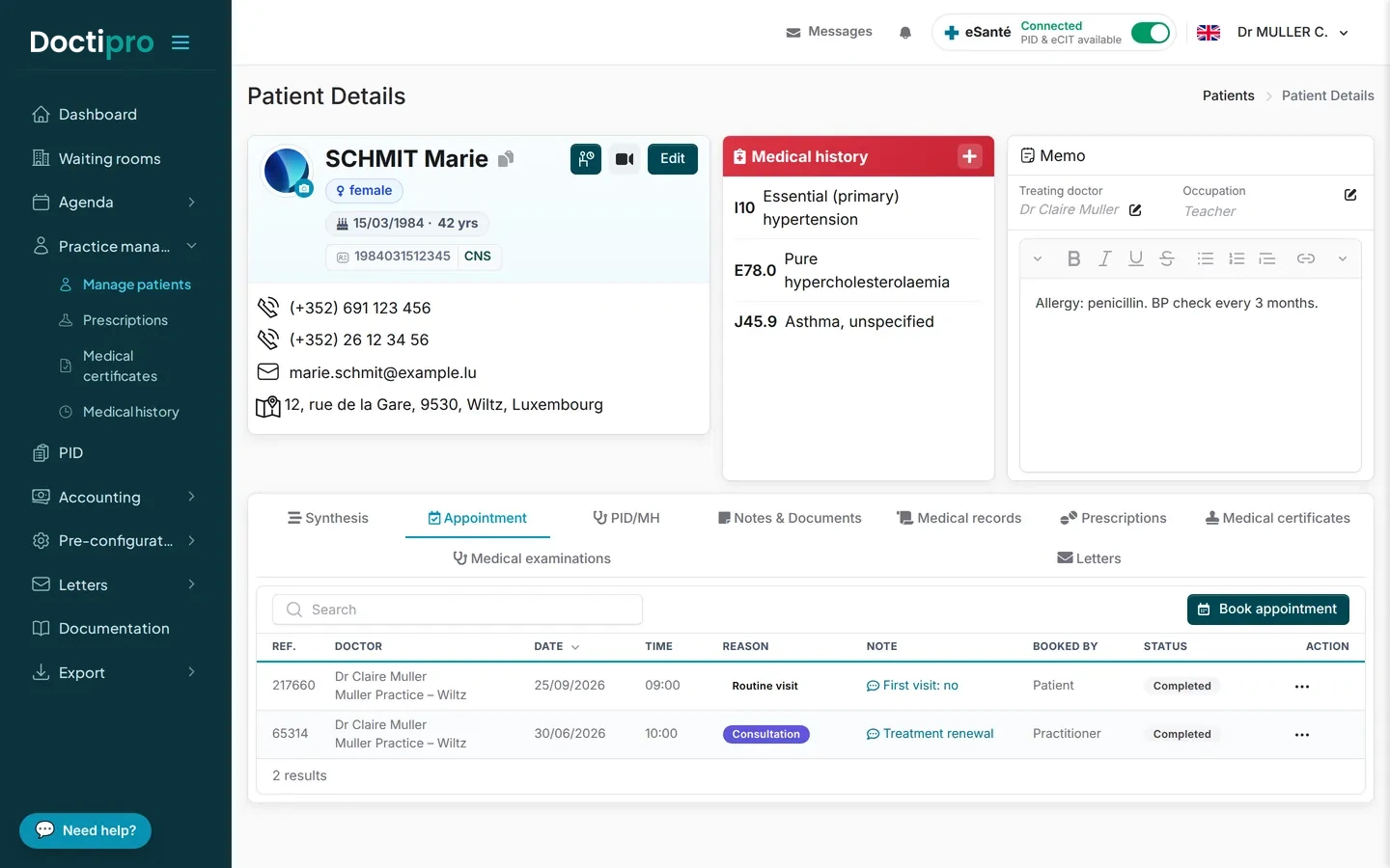 Patient records — Doctipro