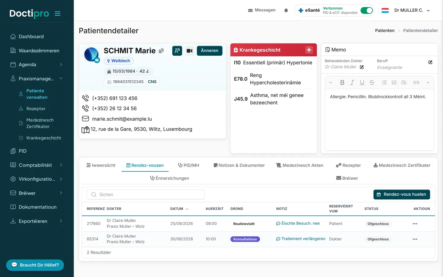 Patientendossier — Doctipro