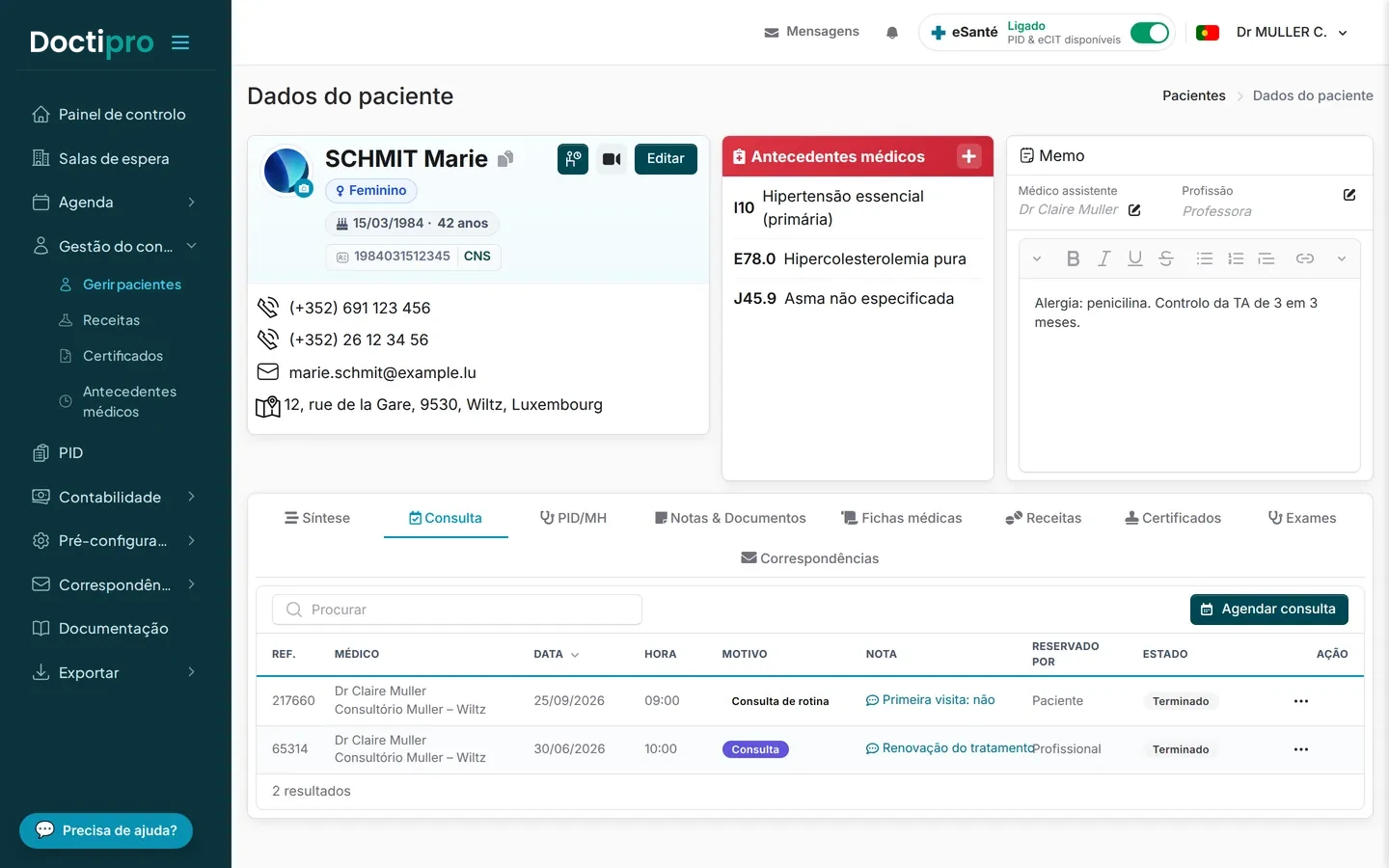 Processo clínico — Doctipro