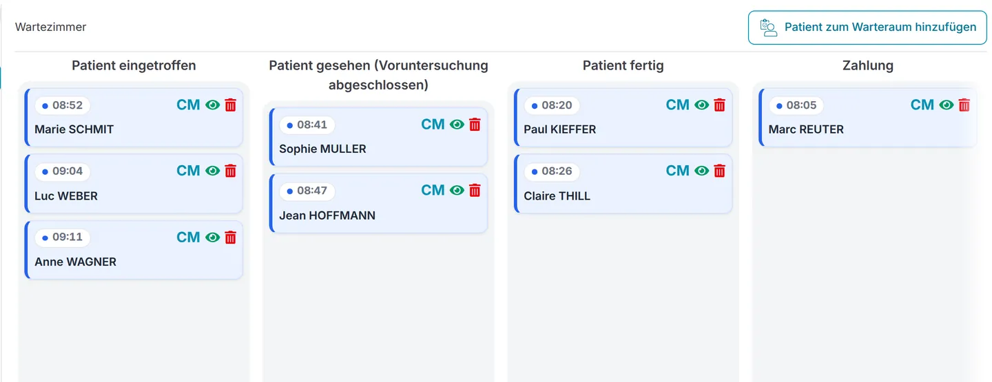 Jeden Patienten verfolgen – von der Ankunft bis zur Zahlung.